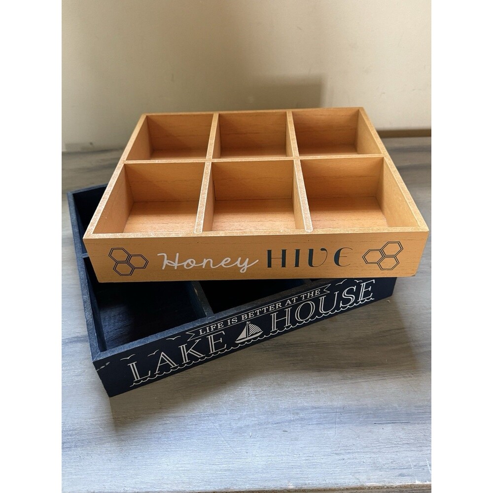 Display box Trinket Organizer Wood Tray Lake House Decor Horizon Group USA Crate